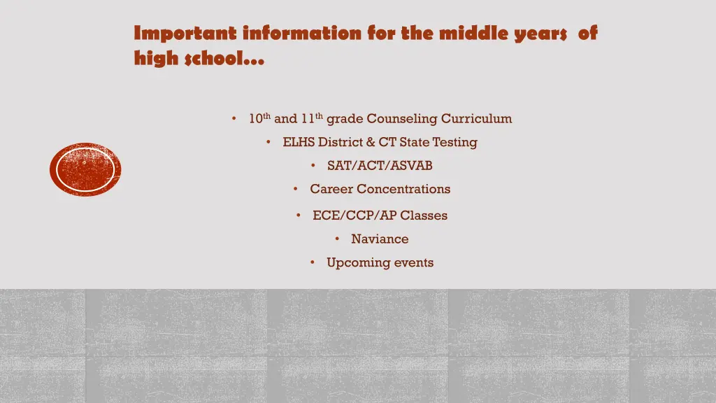 important information for the middle years