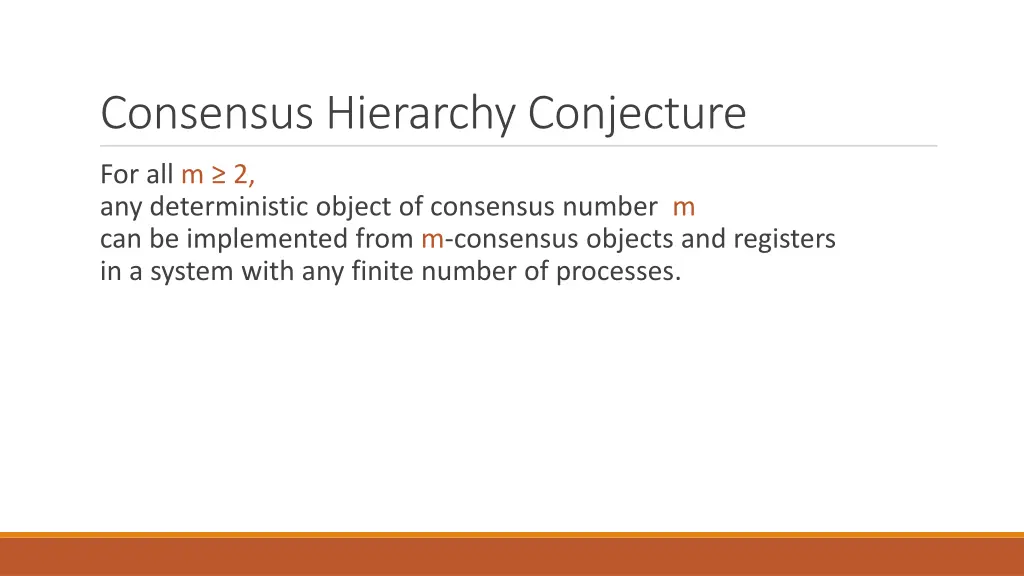 consensus hierarchy conjecture