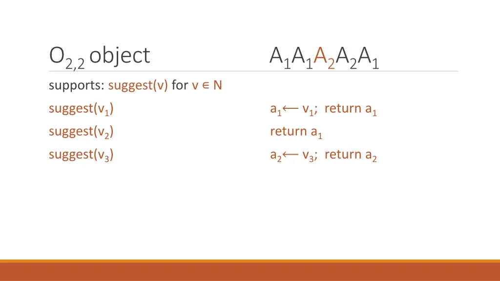 o 2 2 object a 1 a 1 a 2 a 2 a 1 supports suggest 3