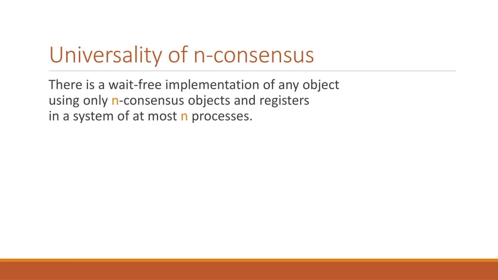 universality of n consensus