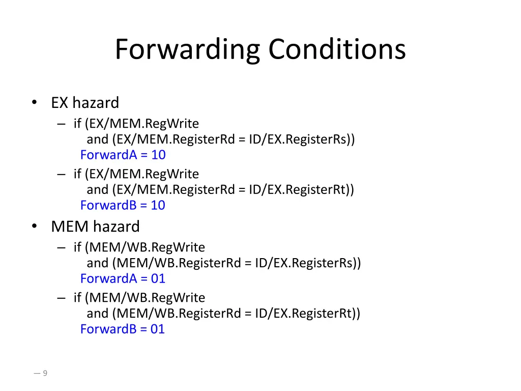 forwarding conditions