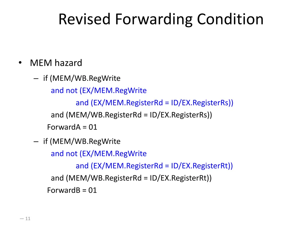 revised forwarding condition