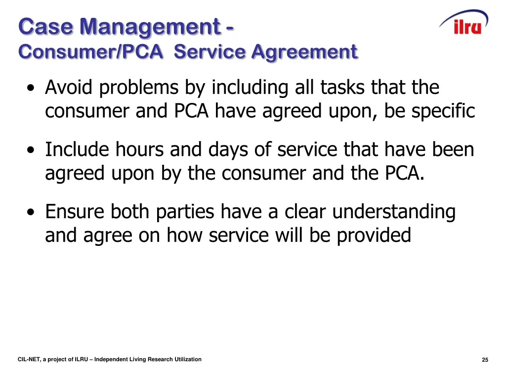 case management consumer pca service agreement