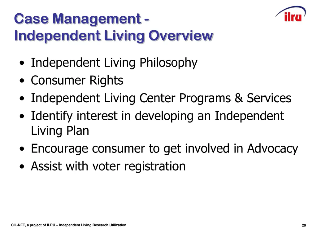 case management independent living overview