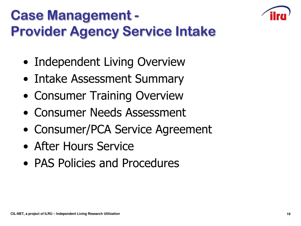case management provider agency service intake