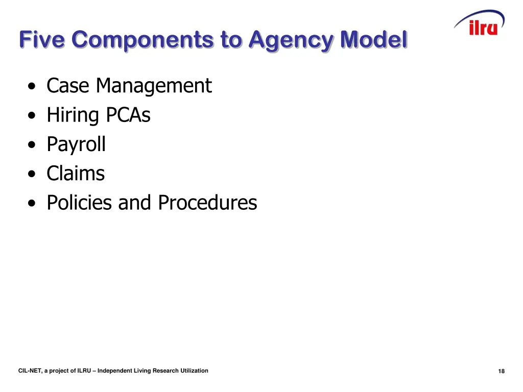 five components to agency model