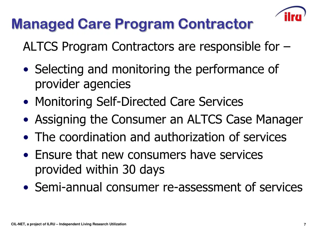 managed care program contractor