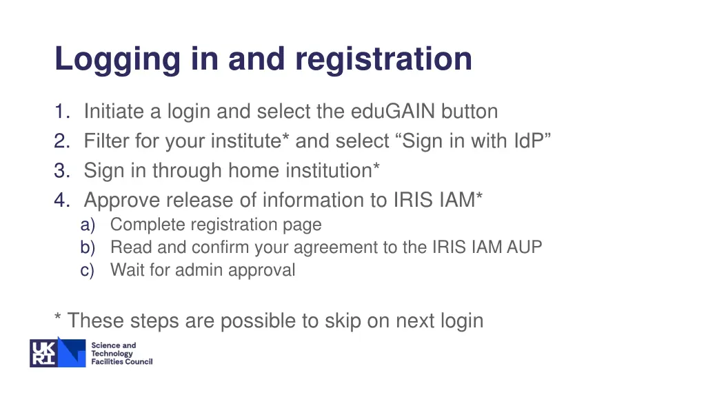 logging in and registration