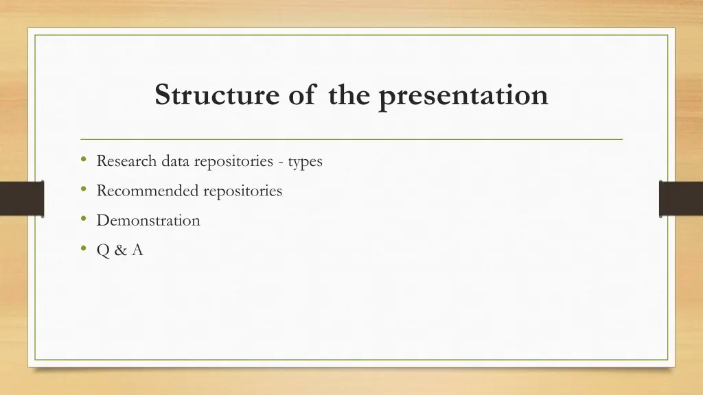 structure of the presentation
