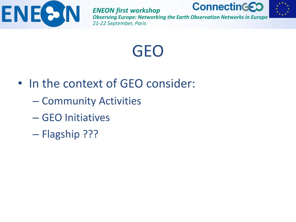 eneon first workshop observing europe networking 2