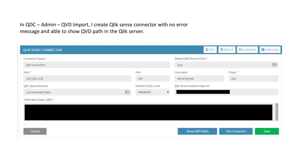 in qdc admin qvd import i create qlik sense