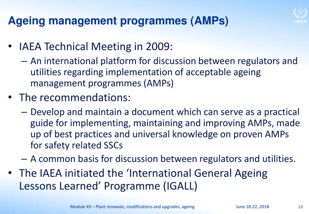 ageing management programmes amps