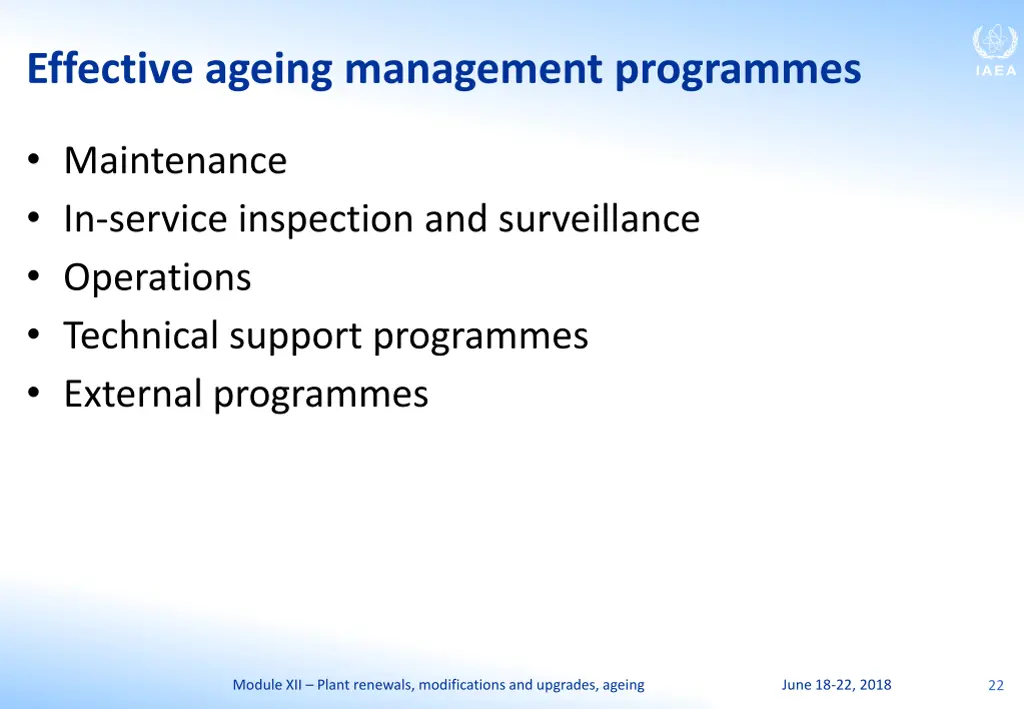 effective ageing management programmes