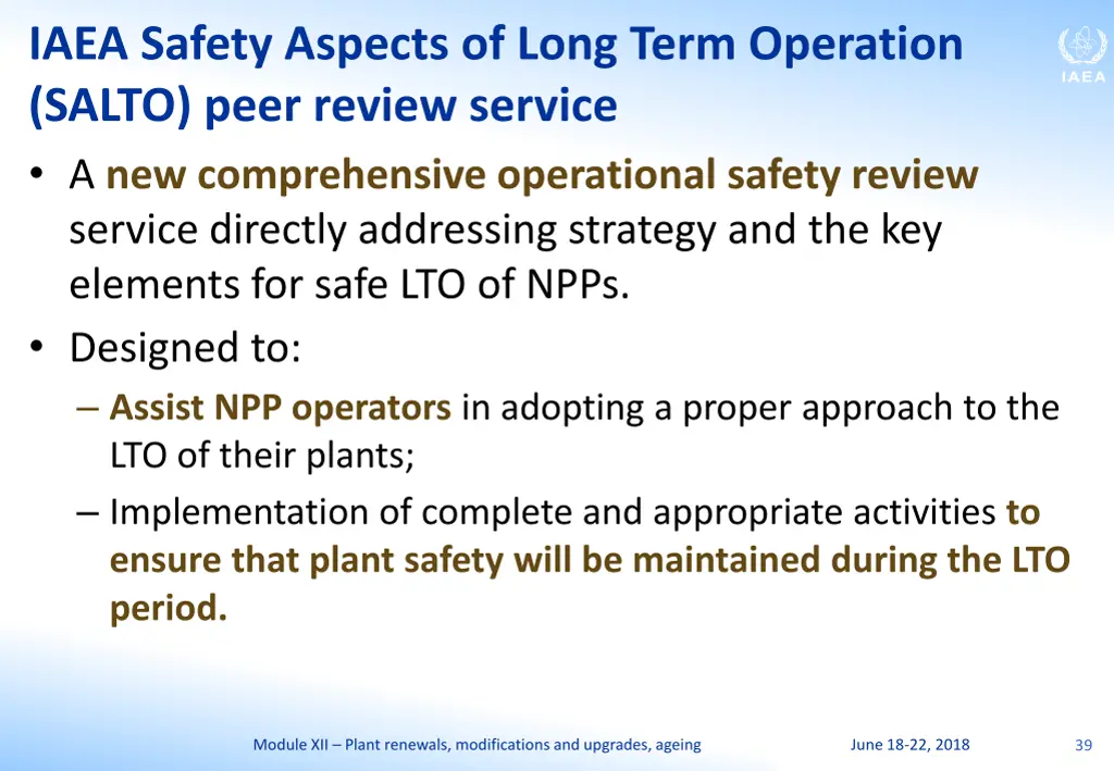 iaea safety aspects of long term operation salto