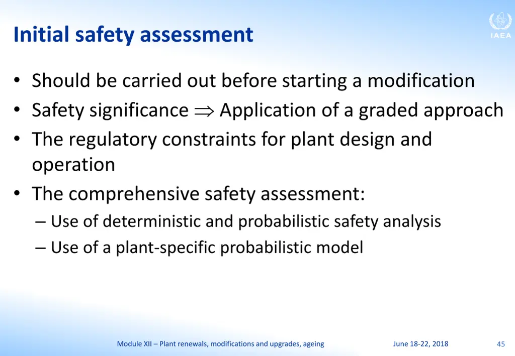 initial safety assessment