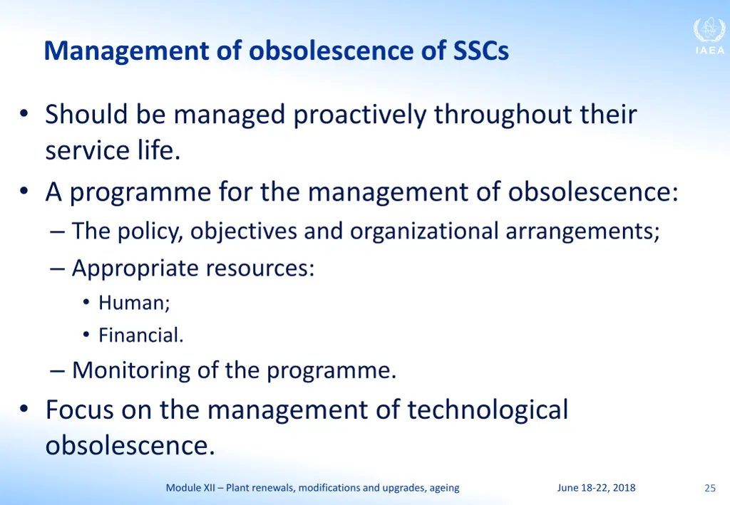 management of obsolescence of sscs