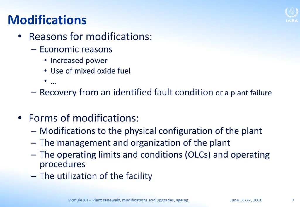 modifications reasons for modifications economic