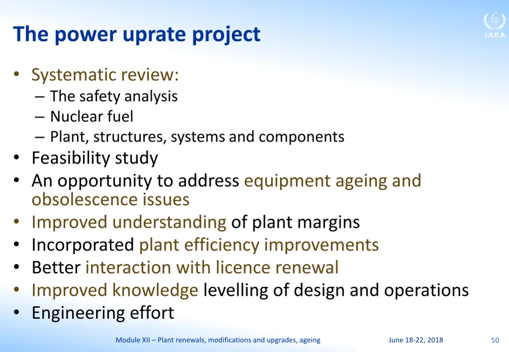 the power uprate project