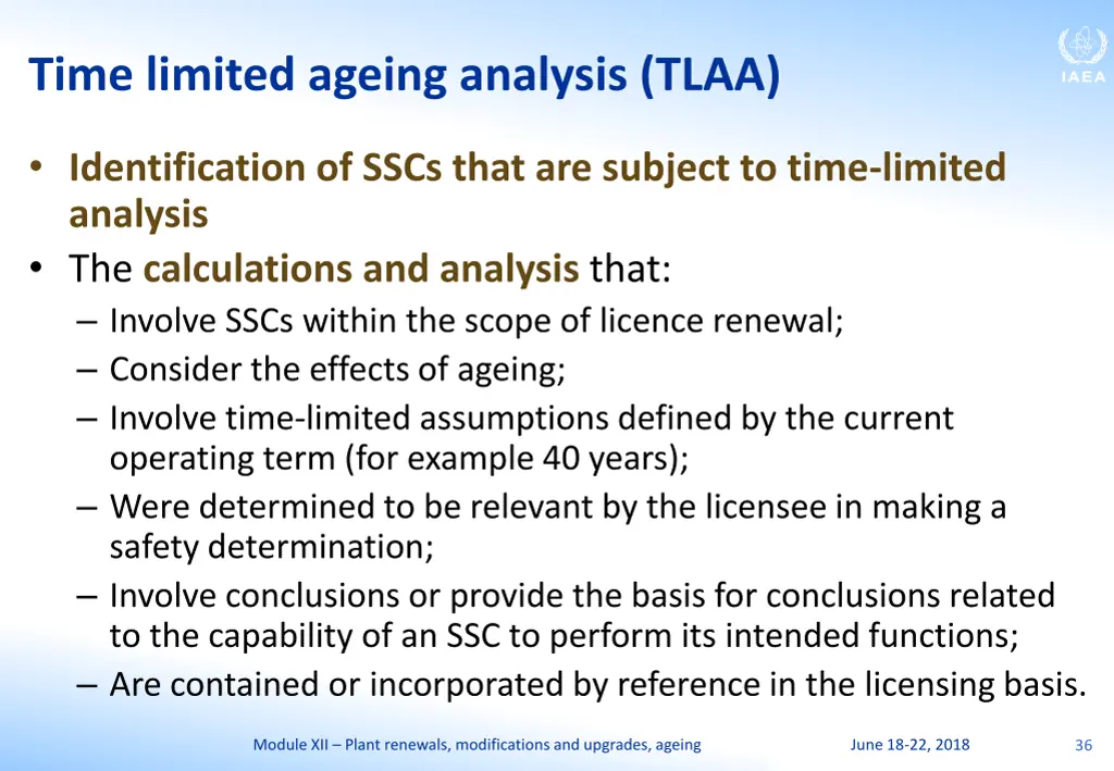 time limited ageing analysis tlaa