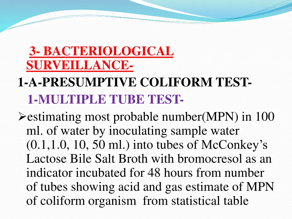 3 bacteriological surveillance 1 a presumptive