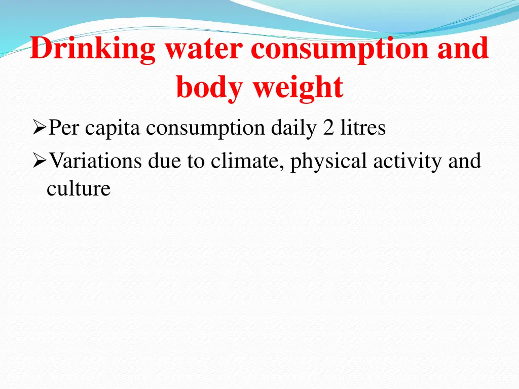 drinking water consumption and body weight