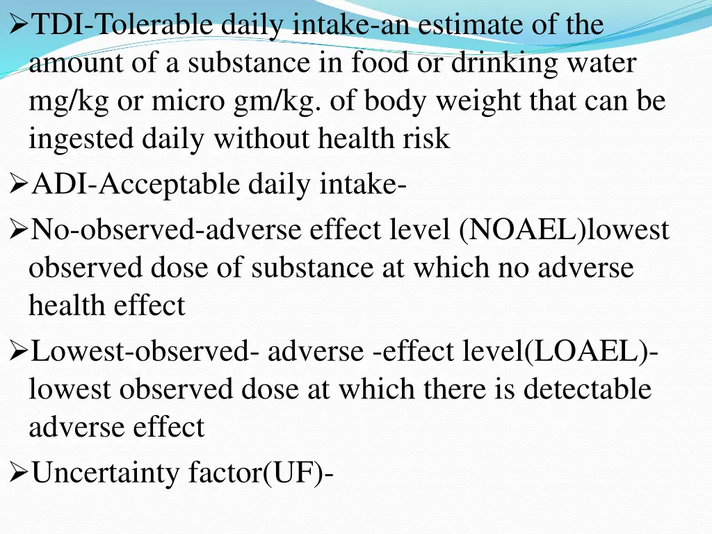 tdi tolerable daily intake an estimate