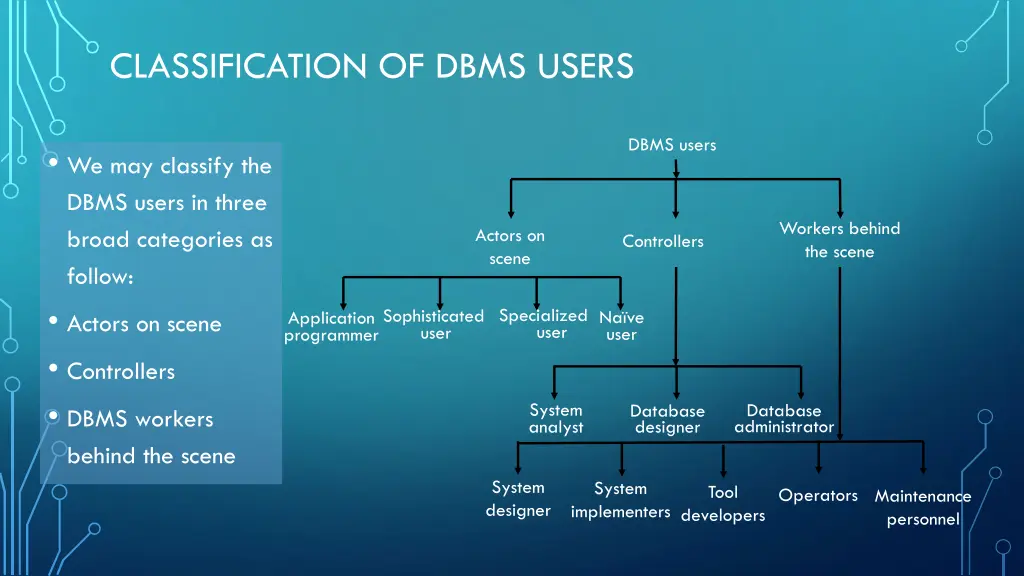 classification of dbms users