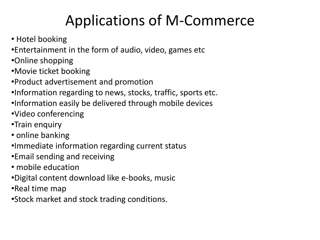 applications of m commerce