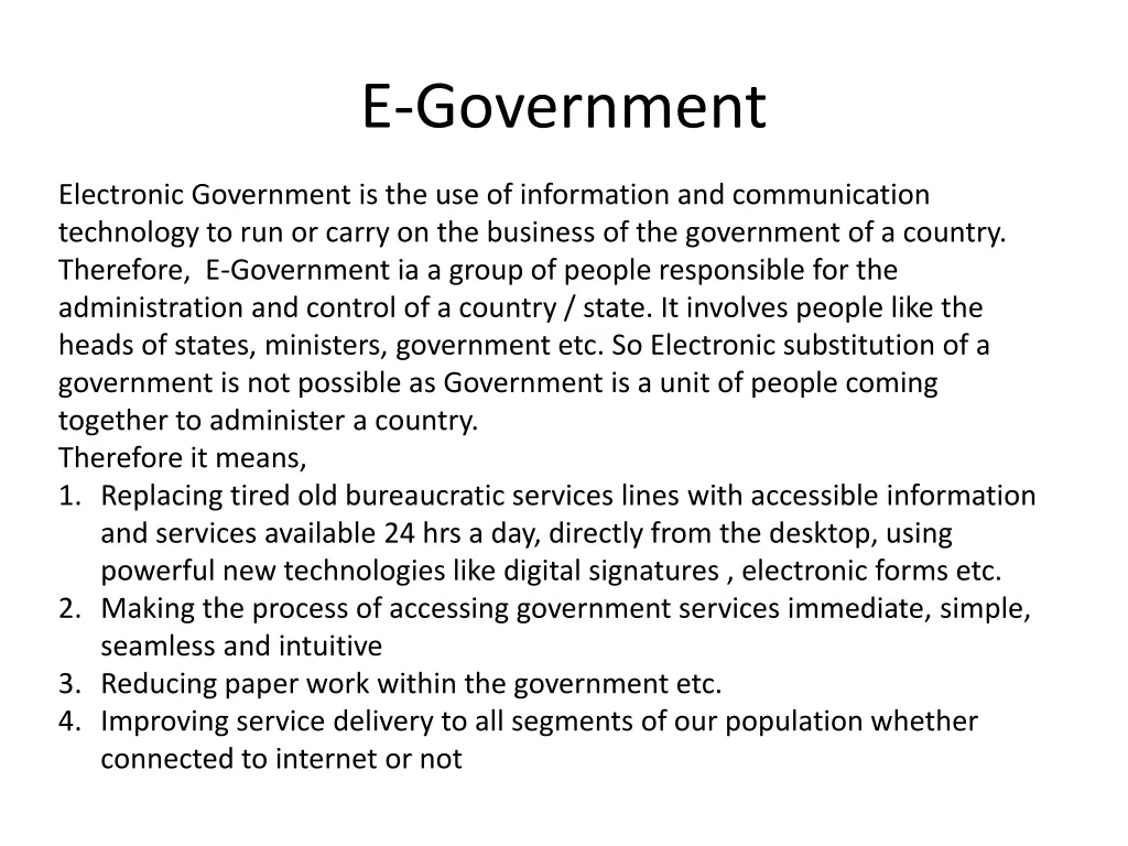 e government