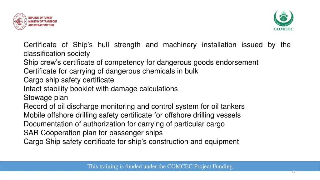 certificate of ship s hull strength and machinery