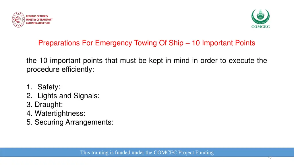 preparations for emergency towing of ship