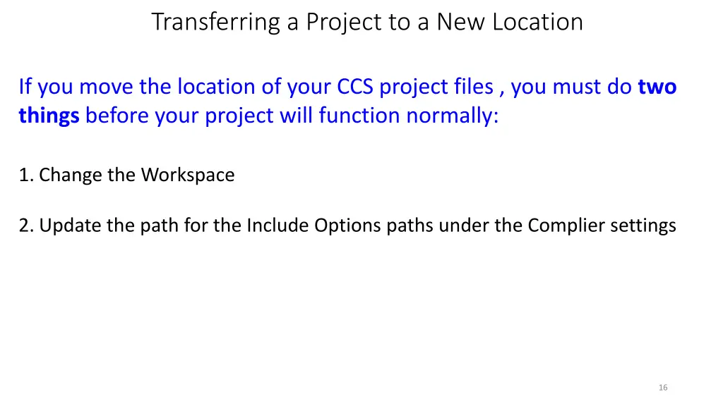 transferring a project to a new location