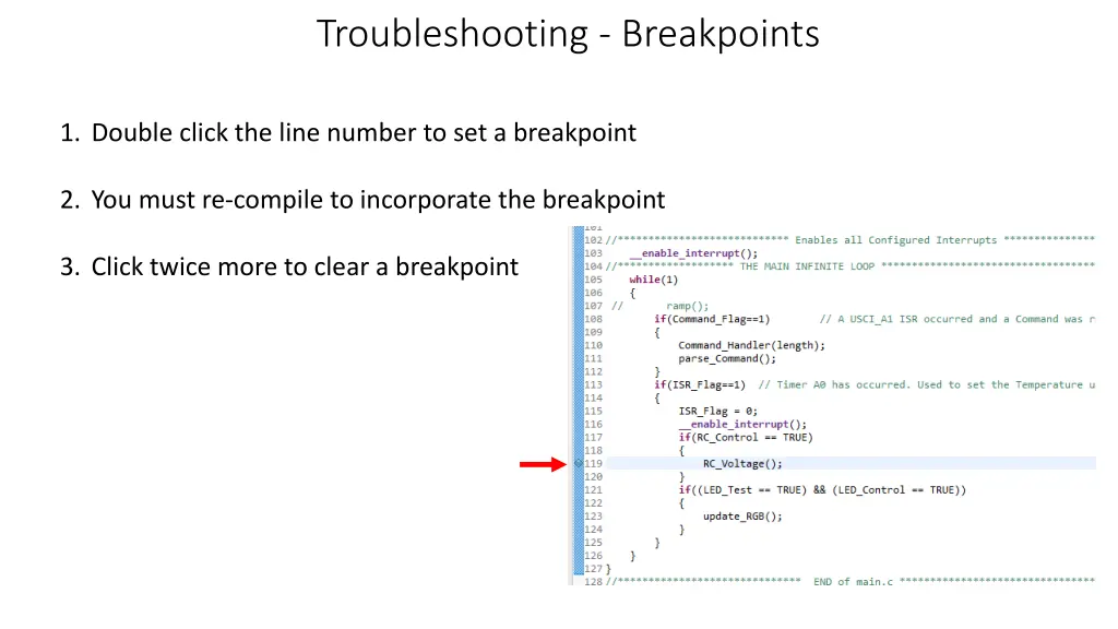 troubleshooting breakpoints
