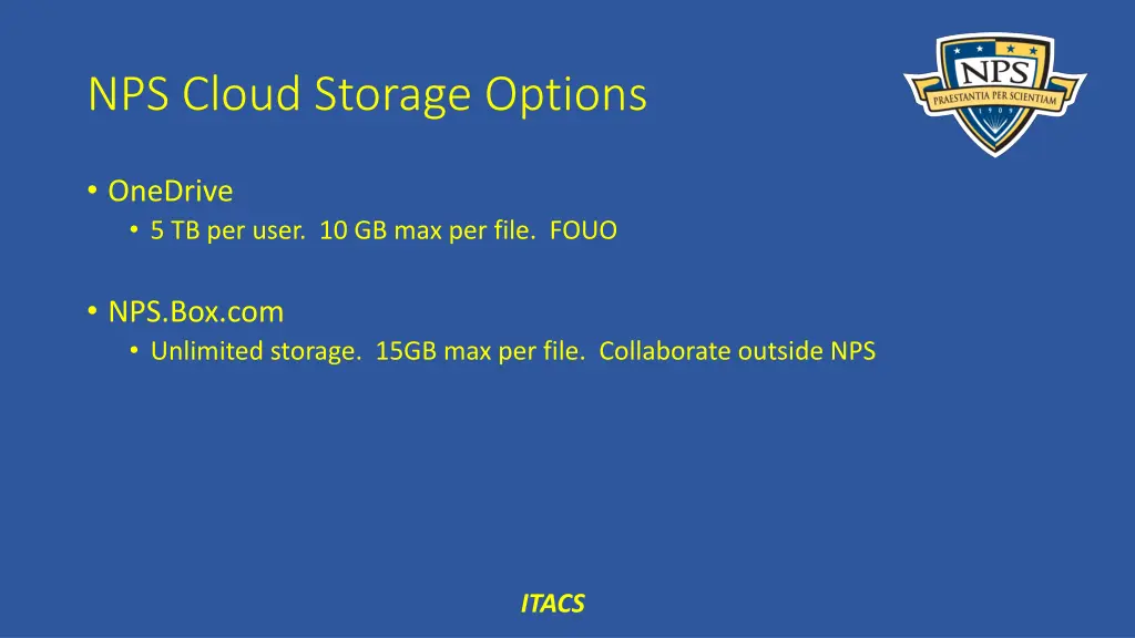 nps cloud storage options