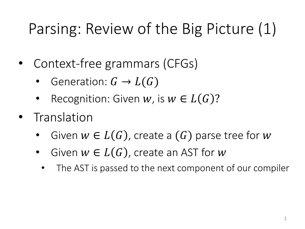 parsing review of the big picture 1