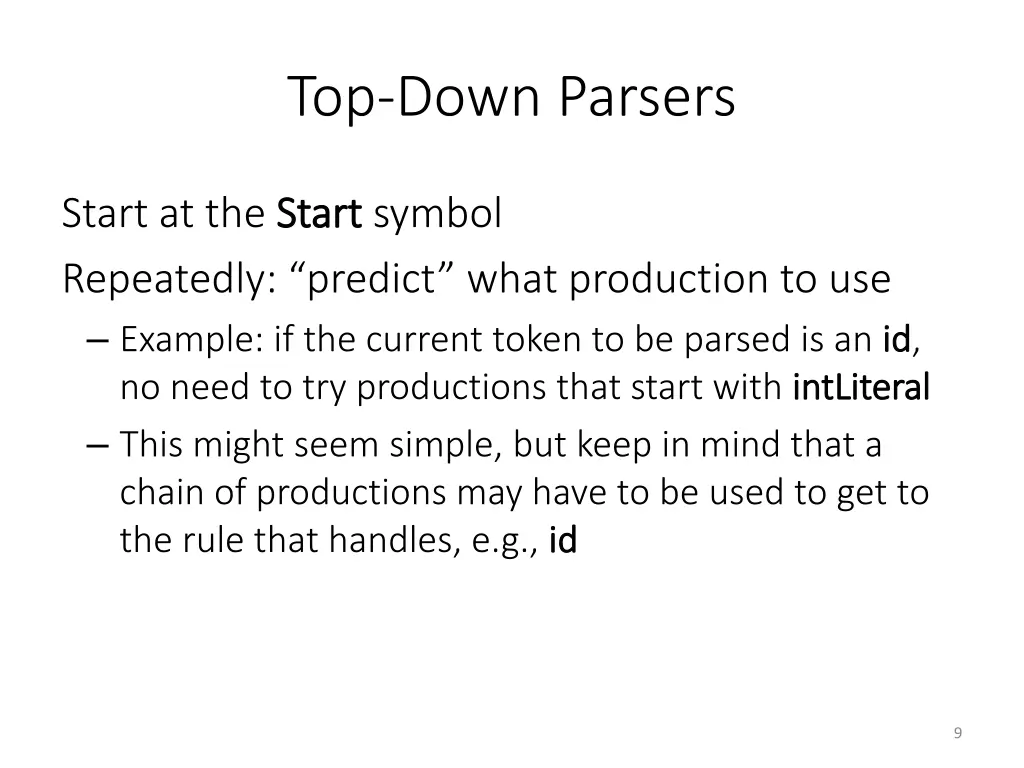 top down parsers