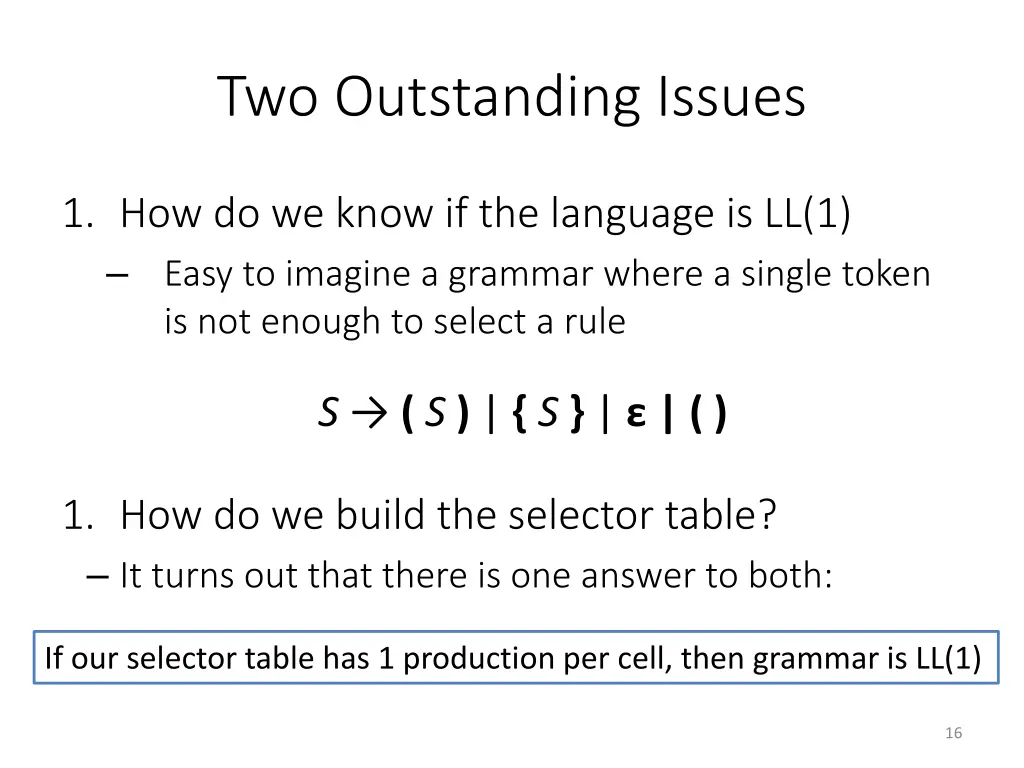 two outstanding issues