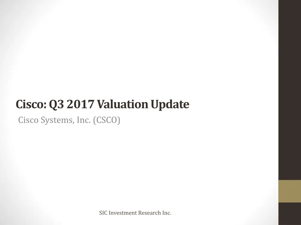 cisco q3 2017 valuation update cisco systems