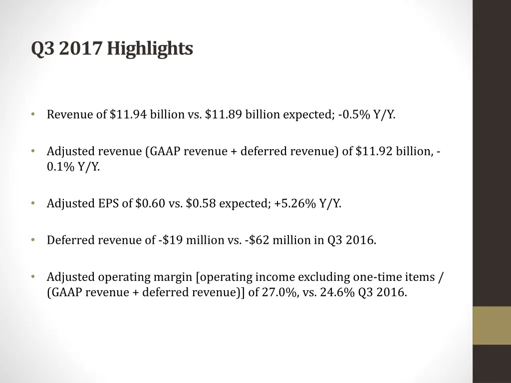 q3 2017 highlights