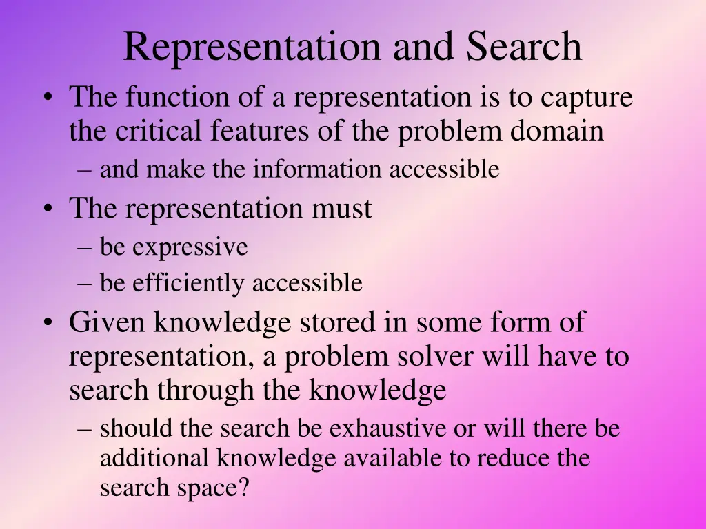 representation and search the function