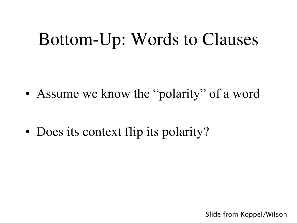 bottom up words to clauses