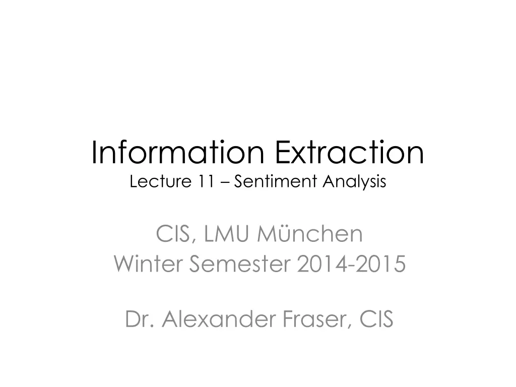 information extraction lecture 11 sentiment