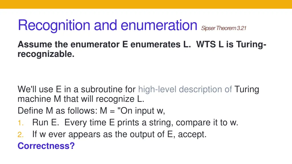 recognition and enumeration sipser theorem 3 21 1