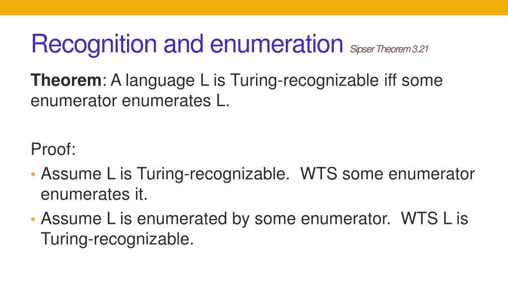 recognition and enumeration sipser theorem 3 21