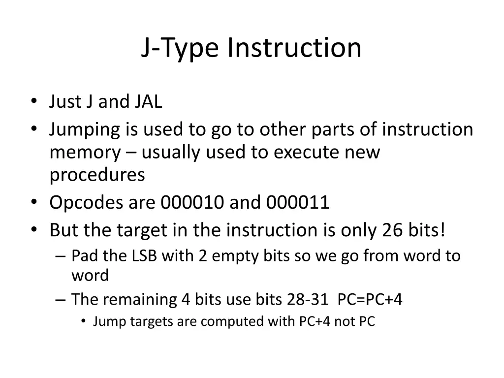 j type instruction