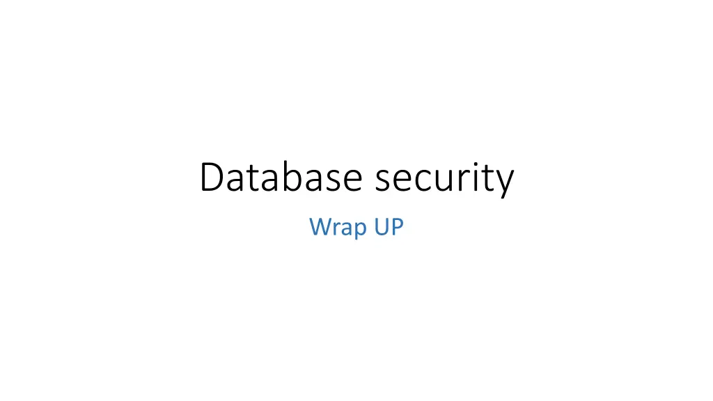 database security wrap up