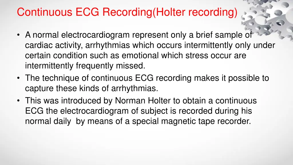continuous ecg recording holter recording