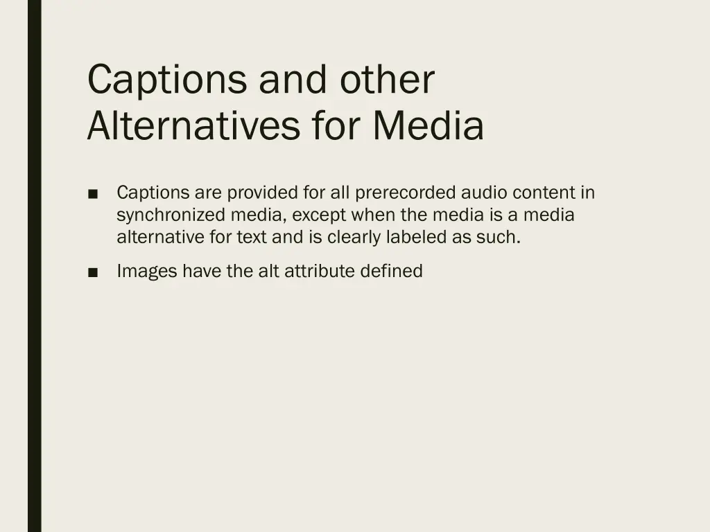 captions and other alternatives for media