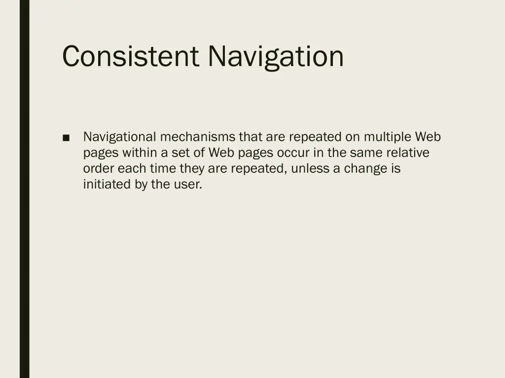 consistent navigation