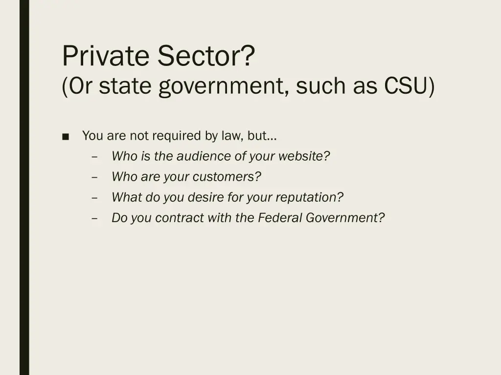 private sector or state government such as csu